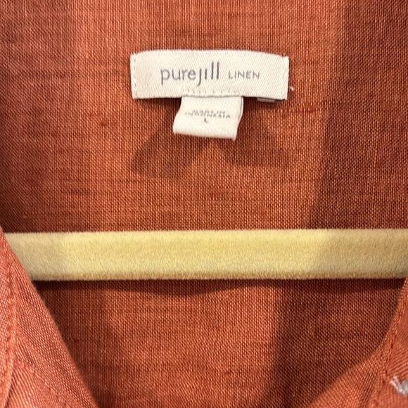 J Jill Pure Jill Linen Mid length Shirt Dress. Rust Color. Size Woman’s Large. - Picture 2 of 3